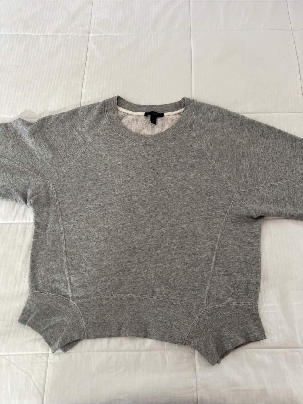 J. Crew Heather Gray Crewneck Sweater with Accents